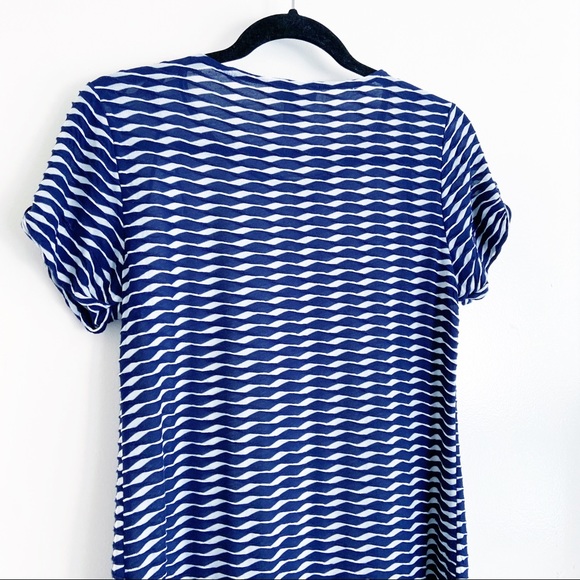 Dana Buchman Blouse Navy Blue White Design S - Picture 4 of 8